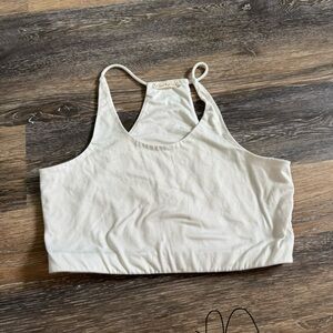 White Fitted Sleeveless Crop Tank Top